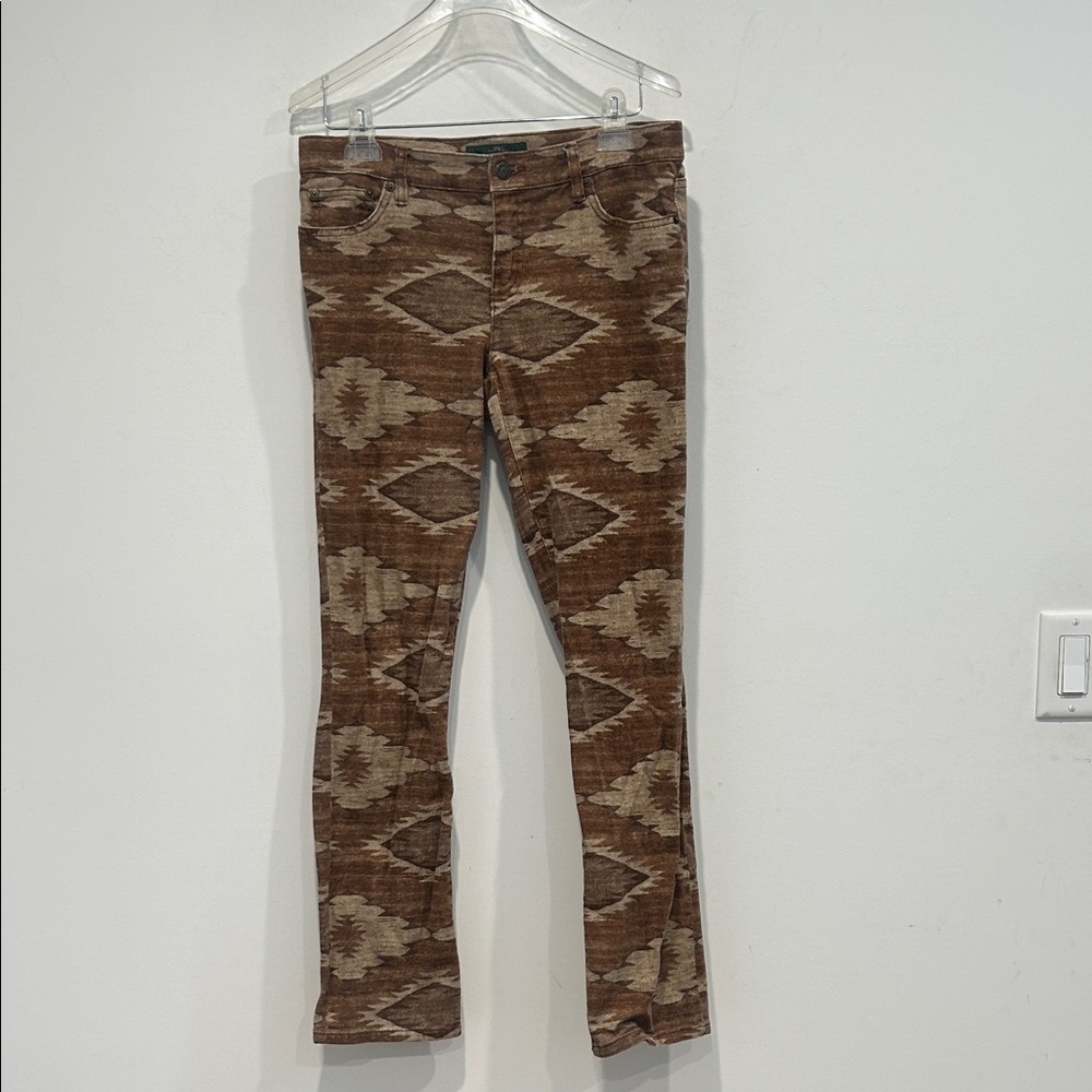 Ralph Lauren Brown Patterned bohemian brown Aztec Skinny Pants women’s 8